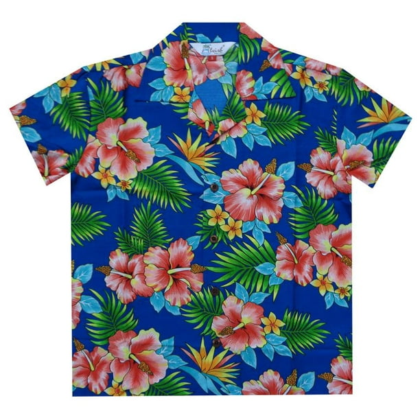 Hawaiian Shirts Boys allover Print Beach Aloha Party Camp Short Sleeve Holiday